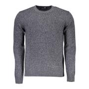 Blauwe Wol Crew Neck Sweater met Contrasterende Details Harmont & Blai...