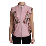 Roze geritste lamssleeveless jas Dolce & Gabbana , Pink , Dames