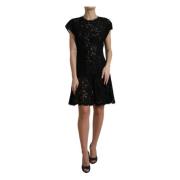 Zwart Bloemen Kant A-Lijn Minijurk Dolce & Gabbana , Black , Dames