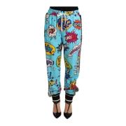 Gebreide Joggingbroek met Cartoon-Print Dolce & Gabbana , Blue , Dames