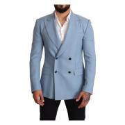 Luxe Blauwe Kasjmier-Zijden Herenblazer Dolce & Gabbana , Blue , Heren