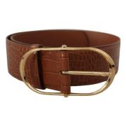 Gegraveerde Logo Leren Riem Dolce & Gabbana , Brown , Dames