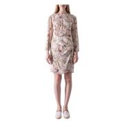 Bloemen Midi Jurk met Open Rug Max Mara Weekend , Beige , Dames