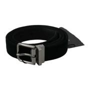 Luxe Zwarte Leren Riem met Fluweel Interieur Dolce & Gabbana , Black ,...