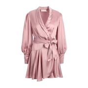 Roze Mini Envelop Jurk met Shawl Kraag Zimmermann , Pink , Dames