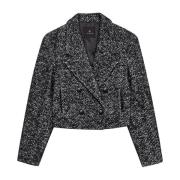 Vienna Blazer Zwart Wit Check Anine Bing , Black , Dames