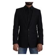 Zwarte Wol Single Breasted Blazer Dolce & Gabbana , Black , Heren