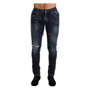 Stijlvolle Donkerblauwe Skinny Jeans Dolce & Gabbana , Blue , Heren