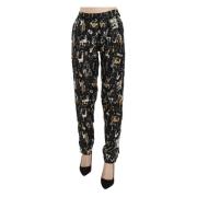 Elegante zijden broek met hoge taille Dolce & Gabbana , Black , Dames