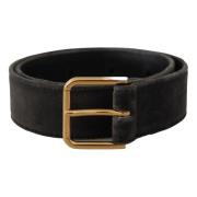 Elegante Fluweel Riem met Gegraveerde Gesp Dolce & Gabbana , Black , D...