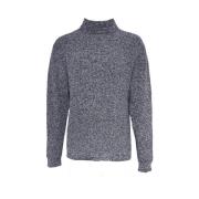 Blauw Melange Mock Neck Sweater Daniele Fiesoli , Blue , Heren