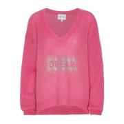 Kristal Droom V-Hals Pullover Roze American Dreams , Pink , Dames