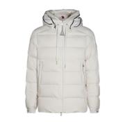 Witte Gewatteerde Jas met Logohood Moncler , White , Heren