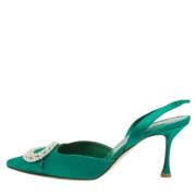 Pre-owned Satin heels Manolo Blahnik Pre-owned , Green , Dames