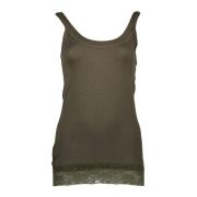 Groene Kant Tanktop met Logo Silvian Heach , Green , Dames