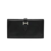 Pre-owned Leather wallets Hermès Vintage , Black , Dames