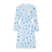 Bloemen Korte Jurk met Smock Taille American Dreams , Blue , Dames