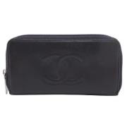 Pre-owned Leather wallets Chanel Vintage , Black , Dames