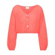 Geknipte Mohair Cardigan in Koraalrood American Dreams , Red , Dames