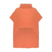 Elegante Mouwloze Poncho Burnt Orange American Dreams , Orange , Dames