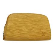 Pre-owned Leather pouches Louis Vuitton Vintage , Yellow , Dames