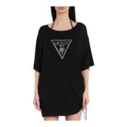 Trekkoord Dames T-shirt Guess , Black , Dames