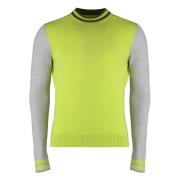 Gebreide crew-neck wol trui Malo , Green , Heren