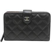 Pre-owned Leather wallets Chanel Vintage , Black , Dames