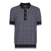 Labyrinth Knit Polo Shirt Balmain , Black , Heren