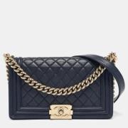 Pre-owned Leather chanel-bags Chanel Vintage , Blue , Dames