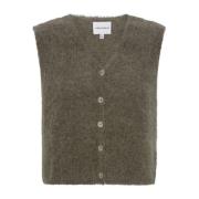 Donker Taupe Alpaca Wol Vest American Dreams , Gray , Dames