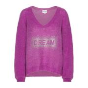 Kristal Droom V-Hals Pullover American Dreams , Purple , Dames