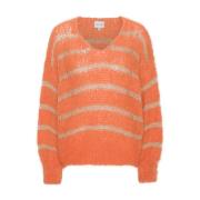 Mohair Gebreide Trui Oranje met Goud American Dreams , Orange , Dames