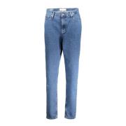 Denim Mom Jeans Blauw Logo Calvin Klein , Blue , Dames