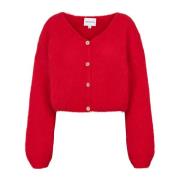 Cropped Cardigan in Lipstick Red American Dreams , Red , Dames