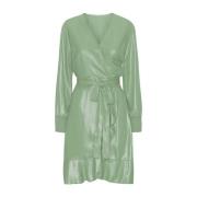 Glitter Wrap Jurk met Ruche Zoom American Dreams , Green , Dames