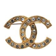 Pre-owned Metal brooches Chanel Vintage , Yellow , Dames