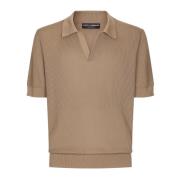 Polo met V-hals kraag Dolce & Gabbana , Brown , Heren