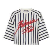 Gestreepte baseball top Balmain , Multicolor , Dames