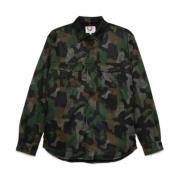 Camouflage Ribbed Jacket in Groen MC2 Saint Barth , Green , Heren