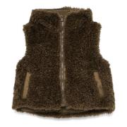 Klara Faux Shearling Hooded Vest Save The Duck , Green , Dames