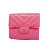 Pre-owned Leather wallets Chanel Vintage , Pink , Dames