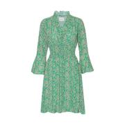 Groene Bloem Korte Jurk Smock Taille American Dreams , Green , Dames