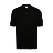 Zwarte Gebreide Poloshirt Logo Patch Calvin Klein , Black , Heren