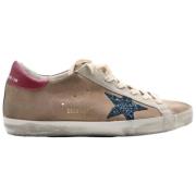 Bruin Blauw Glitter Superstar Sneakers Golden Goose , Beige , Dames