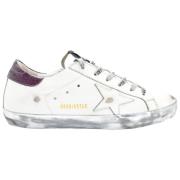 Superstar White and Back Violet Sneakers Golden Goose , White , Dames