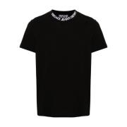 Zwart Logo Trim Crew Neck T-shirt Versace Jeans Couture , Black , Here...