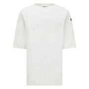 Witte Crewneck T-shirt met Patch Logo Moncler , White , Heren