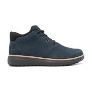 Blauwe leren enkellaarsjes met veters Timberland , Blue , Heren