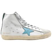 Wit Blauw Glitter Sneakers Golden Goose , White , Dames